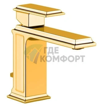 Gessi Eleganza — Золотой смеситель для раковины на одно отверстие с донным клапаном (46001#080) - фото 1