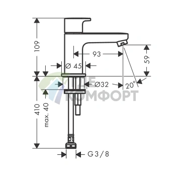 Кран для холодной воды Hansgrohe Vernis Blend 70, матовый черный, без сливного набора (71583670) - фото 2