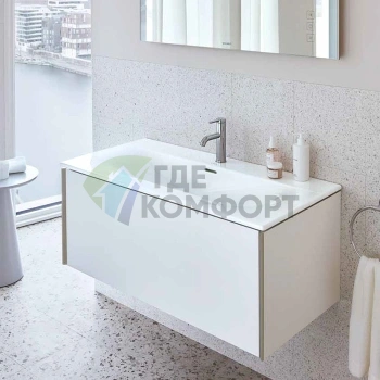 Подвесная тумба Duravit XViu 400x810x480 мм, белая глянцевая, с выдвижным отделением (XV40260B122) - фото 1