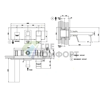 Встраиваемый смеситель Gessi Rettangolo K с изливом и механизмом PUSH (хром) (53136#031) - фото 2