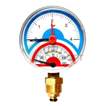 Термоманометр радиальный 80 мм 1/2, 4 бар, 120 C Watts FR 828