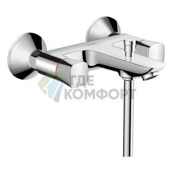 Смеситель для ванны Hansgrohe Logis настенный с двумя ручками, хром (71243000) - фото 1