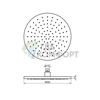 Душевая лейка Almar EcoAir ROUND 300 мм, латунь, хром (E044124.CR) - фото 2