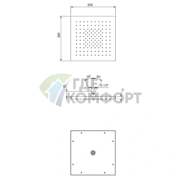 Верхний душ FANTINI 300x300 мм Matt British Gold PVD (79 P6 K053) - фото 2