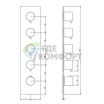 Термостатический смеситель GESSI на 4 выхода, резьба 3/4, цвет Black XL (54518#299) - фото 2