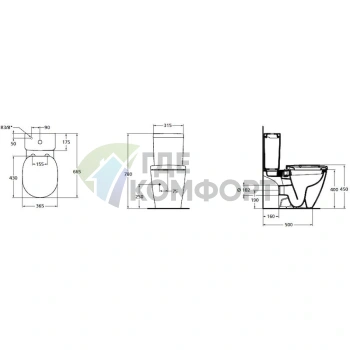 Унитаз-компакт Ideal Standard Connect AquaBlade с элегратной системой слива - фото 4