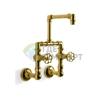Смеситель настенный Kerasan Artwork для раковины на 2 отверстия, цвет Ottone Sp (756812)