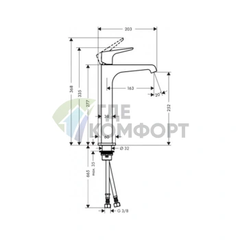 Смеситель для раковины AX Citterio 250 мм, хром (36113000) - фото 2