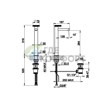 Смеситель для раковины Gessi Anello высокий с коротким изливом в цвете Black Metal Brushed PVD (63303#707) - фото 2