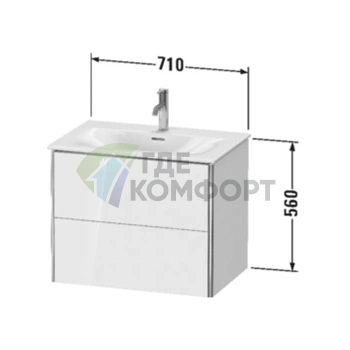 Тумба подвесная Duravit XSquare 234473 с 2 ящиками, 560x710x478 мм, цвет Night Blue SaM (XS432309898) - фото 2