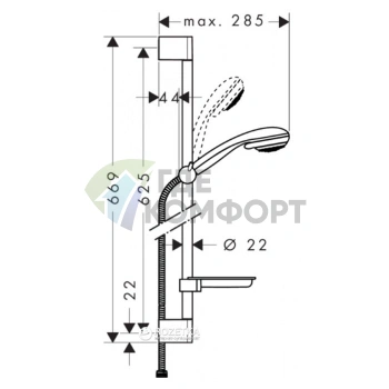Душевой набор HG Crometta 85 Vario: штанга 65 см, ручной душ, хром (27764000) - фото 2