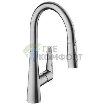 Кухонный смеситель Hansgrohe Talis M51 однорычажный с вытяжным душем Eco 2jet под сталь (72817800) - фото 1