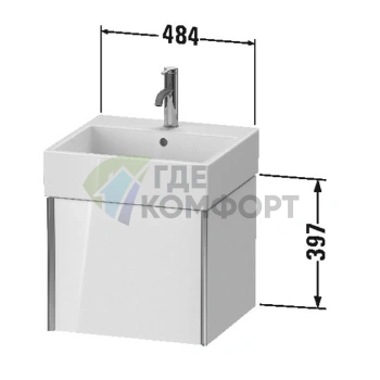 Тумба подвесная Duravit XViu для раковины 235050, 397x484x454 мм, 1 ящик, цвет walnut dark/черный матовый (XV42330B221) - фото 2