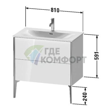Подвесная тумба Duravit XViu с 2 ящиками, цвет walnut dark/черный матовый (XV43020B221) - фото 2