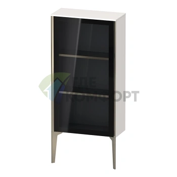 Подвесной шкаф Duravit XViu 890x500x240 мм со стеклянной дверью и полками, белый глянцевый/champagne matt (XV1361LB122) - фото 1