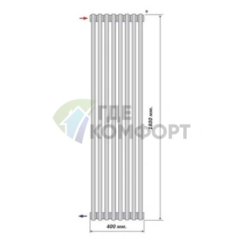 Радиатор стальной трубчатый Purmo Delta Laserline AB 2180 1800х400 8 секций с боковой подводкой - фото 3