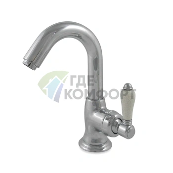Однорычажный смеситель для раковины Nicolazzi P.m. Blanc A с донным клапаном и ручками из состаренной керамики в хроме (3454CR76AC) - фото 1