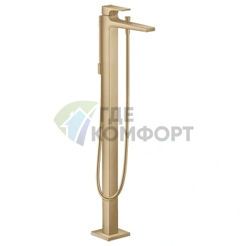 Hansgrohe Metropol Напольный смеситель для ванны с ручным душем в шлифованной бронзе (32532140) - фото 1