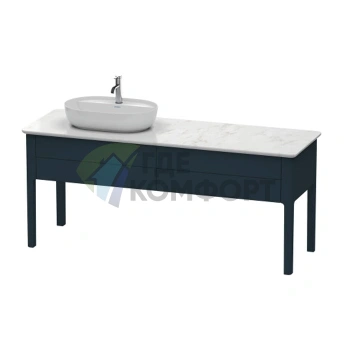 Напольная тумба Duravit Luv с 2 ящиками, раковина слева, темно-синий шелковисто-матовый (LU9563L9898) - фото 1