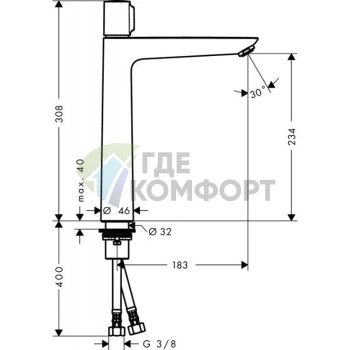 Смеситель для раковины Hansgrohe Talis Select E 240 на 1 отв, хром (71753000) - фото 2