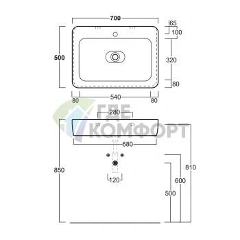 Раковина накладная Simas Henges 70x50 см белая с отверстием под смеситель - фото 2