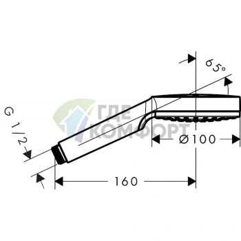 Ручной душ HG Crometta 100 мм с технологией EcoSmart, белый/хром (26334400) - фото 2