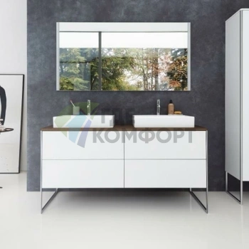 База на ножках Duravit XSquare для 2 раковин 1400x578x400 мм с 4 выдвижными ящиками, белая матовая (XS4926B1818) - фото 1