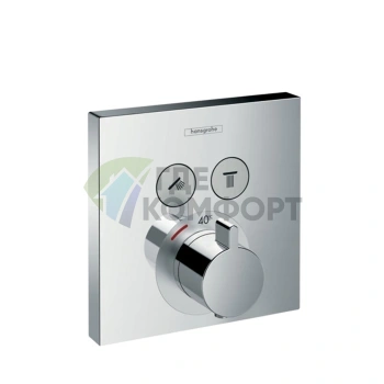 Встраиваемый термостат для душа Hansgrohe ShowerSelect с 2 источниками и кнопками включения (хром) (15763000) - фото 1
