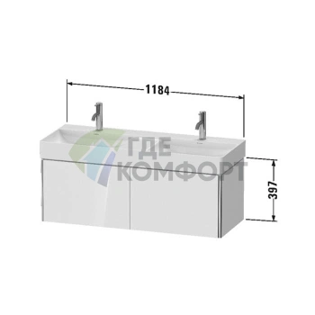 Тумба подвесная Duravit XSquare White High Gloss с двумя выдвижными ящиками (XS406402222) - фото 2