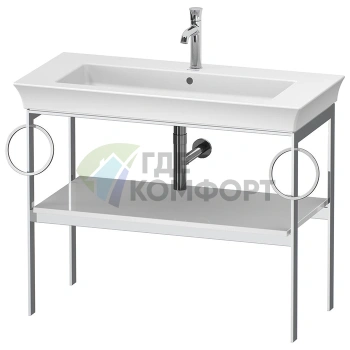 Консоль напольная Duravit White Tulip металлическая белая высокоглянцевая 760x984x450 мм с полкой (WT4547B8585) - фото 1