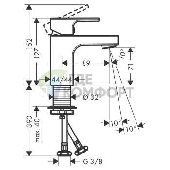 Смеситель для раковины Hansgrohe Vernis Shape матовый черный (71567670) - фото 2