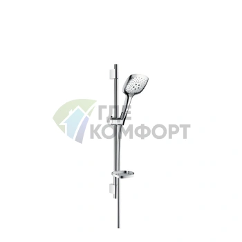 Душевой набор HG Raindance Select E с насадками RainAir, CaresseAir, Mix (штанга 65 см, шланг 1.5 м), хром (27856000) - фото 1