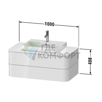 Подвесная тумба Duravit Happy D.2 Plus 408x1000x550мм с 2 ящиками, белый глянец (HP497102222) - фото 2