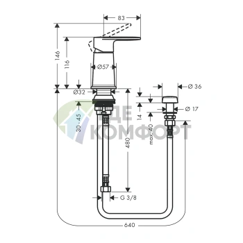 Смеситель для биде Hansgrohe Vernis Blend с вертикальной струей, хром (71214000) - фото 2