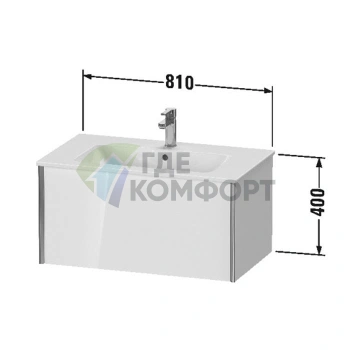 Подвесная тумба Duravit XViu 400x810x480 мм, цвет walnut dark/черный матовый (XV40260B221) - фото 2