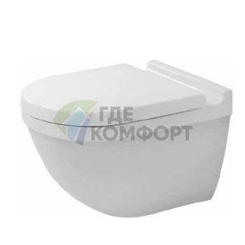 Подвесной унитаз Duravit Starck 3 с сиденьем с микролифтом (222509+006389)) - фото 1
