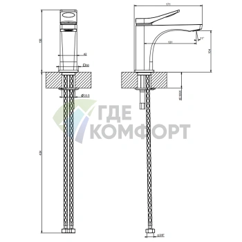 Смеситель для раковины GESSI Rilievo однорычажный, хром (59006#031) - фото 2
