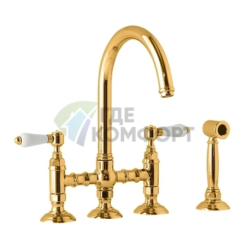Кухонный смеситель NICOLAZZI EL CAPITAN с выдвижным душем, цвет Gold Brass (1460WSGB69) - фото 1