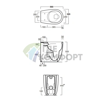Унитаз приставной Simas Vignoni Rimless 560 мм, черный матовый (VI21 nero matt) - фото 2
