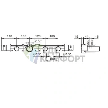 Переключатель для смесителя ванны FANTINI 2-в-1, 1/2 (44 00 R017A) - фото 2