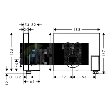 Встраиваемый термостат для душа Hansgrohe ShowerSelect с 2 источниками, кнопками управления и держателем, хром (15765000) - фото 2