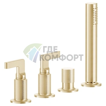 Смеситель для ванны GESSI INCISO с ручным душем в стильном золоте (58043#246) - фото 1