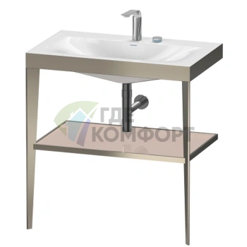 Консоль напольная Duravit XViu с полкой и раковиной без перелива, цвет шампань мат/хром (XV4715EB110) - фото 1