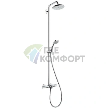Душевая система HG Croma Showerpipe с термостатом: верхний душ, ручной душ и излив в комплекте (27223000) - фото 1