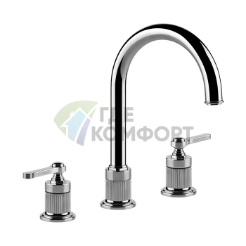 Смеситель для раковины GESSI VENTI20 на 3 отверстия, высота излива 168 мм, с донным клапаном, хром (65015#031) - фото 1