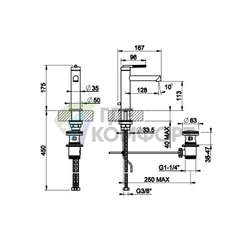 Gessi Ingranaggio Смеситель для Раковины с Донным Клапаном и Шлангами (Хром) (63501#031) - фото 2