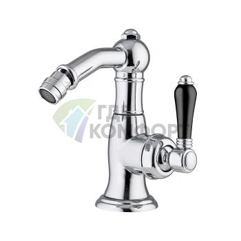 Смеситель для биде Nicolazzi Ceramica Nera с донным клапаном и черной керамикой, хром (3453CR76BC) - фото 1