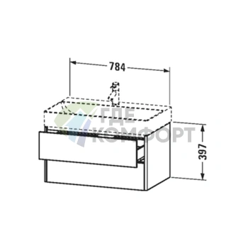 Тумба подвесная Duravit XSquare 397 мм белая глянцевая с 2 ящиками (XS416202222) - фото 2