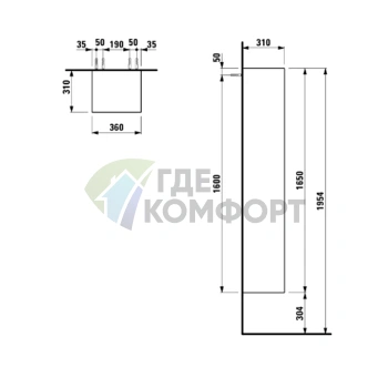 Подвесной шкаф Laufen Palomba 360x310x1650 мм, белый матовый (4.0675.2.180.220.1) - фото 2