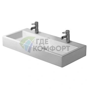 Раковина Duravit Vero для мебели без перелива, с 2 отверстиями под смеситель, 1000x470 мм, белая (454100043) - фото 3